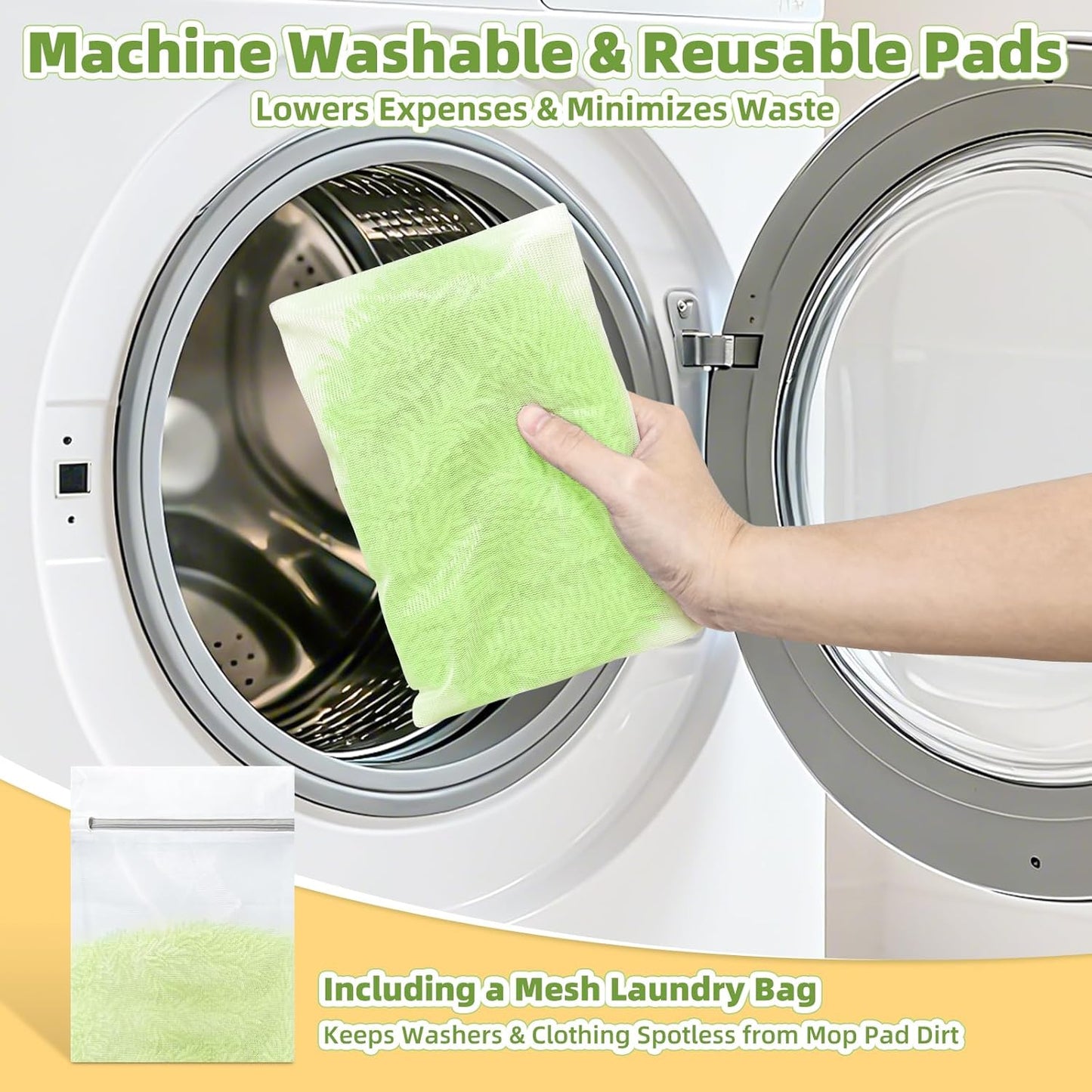 Reusable Mop Pads Compatible with Swiffer Sweeper Mop, Washable Wet Pads Refill & Chenille Dry Sweeping Cloths, Microfiber Mop Pads for Use on All Sealed Floors - Wood, Laminate, Stone & Tile (6 Blue)