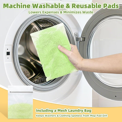 Reusable Mop Pads Compatible with Swiffer Sweeper Mop, Washable Wet Pads Refill & Chenille Dry Sweeping Cloths, Microfiber Mop Pads for Use on All Sealed Floors - Wood, Laminate, Stone & Tile (6 Blue)