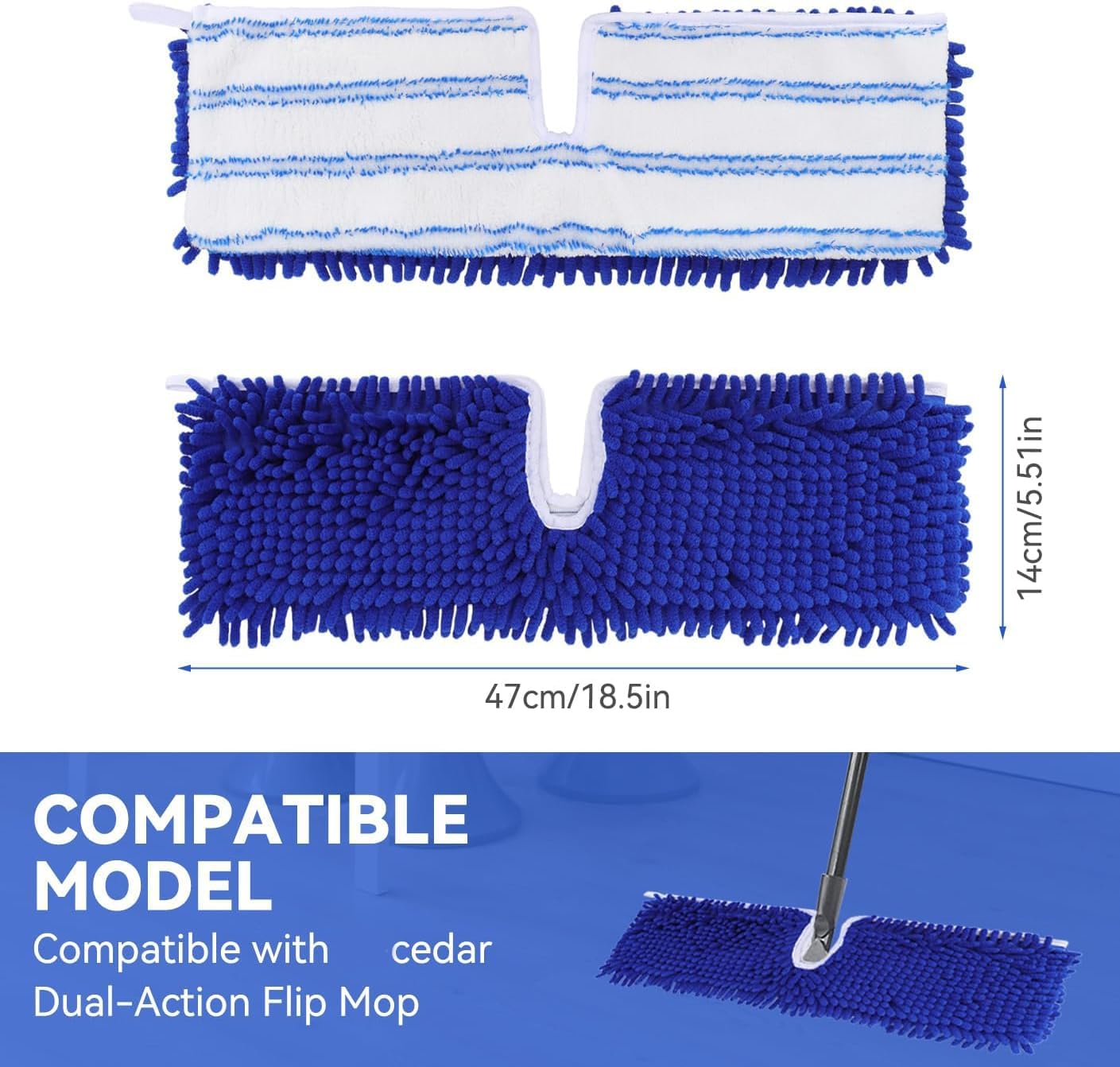 Mop Heads Replacements Compatible with Cedar Dual-Action Flip Mop - Microfiber Mop Replace Pads for Dry/Wet Use - Reusable Washable Dust Mop Refills for Floor Cleaning,5 Pack