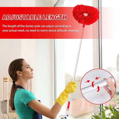 Ceiling Fan Cleaner Duster High Ceiling Extended Fan Blade Cleaner from 13 to 50 Inch Reusable Microfiber Ceiling Fan Duster with Extension Handle for Furniture Bookshelves Wall Door (Gray)