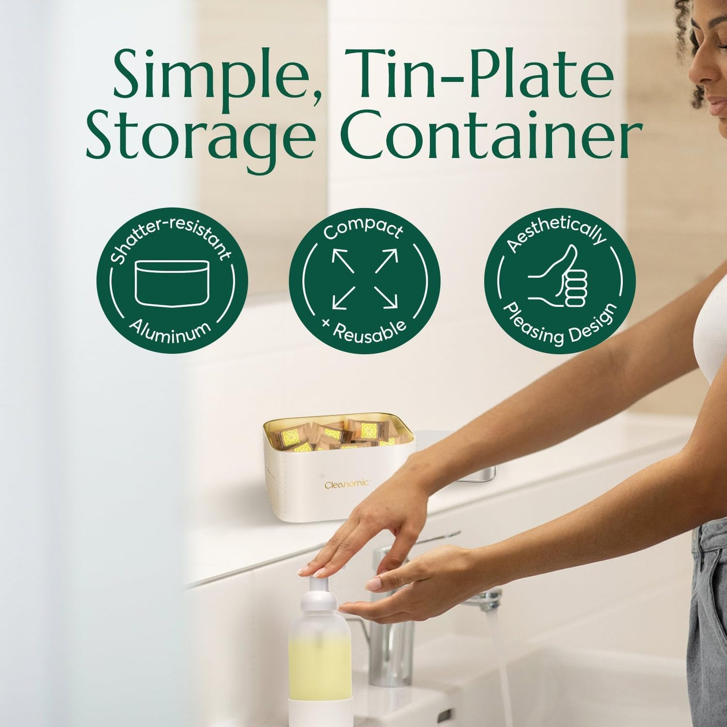 CLEANOMIC Dishwasher Pods (32 Eco Tabs) Soap Detergent, No Harsh Ingredients, Individually Wrapped - Lemon Fresh