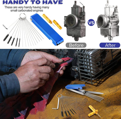 Valchoose Premium Torch Tip Cleaner, Stainless Steel Carburetor Cleaning Kit Heavy Duty, Density Nylon for Motorcycle Jet Lawnmower Small Engine Welding Stove Airbrush Spray Gun