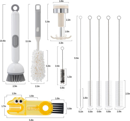 Five-Piece Bottle Brush Cleaning Set Includes 4 Straw Cleaning Brushes and 1 Cup Brush with Detachable Long Handle. Suitable for Cleaning Straws, Glasses, and Water Cups.