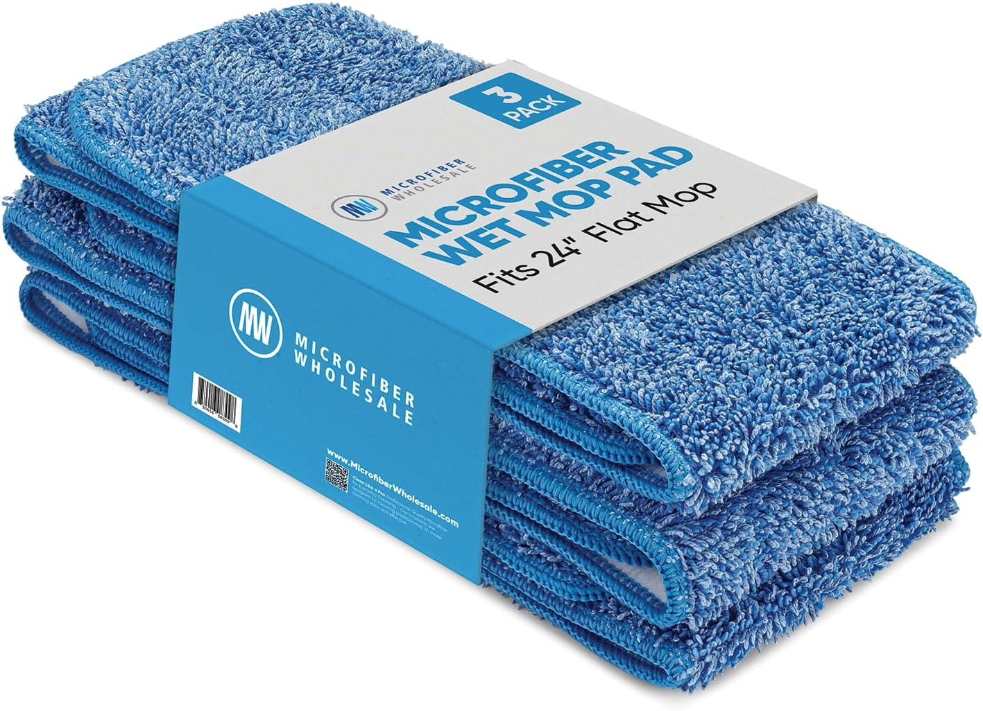 Microfiber Wholesale 18 inch Microfiber Mop Pads - Machine Washable, Reusable, Refills & Replacement Wet Mop Heads Compatible with Any Microfiber Flat Mop System (3 Pack)
