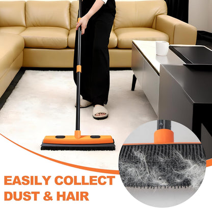 Rubber Broom and Carpet Rake for Pet Hair Removal, 49 Inch Three Section Stainless Steel Pole, Hair Removal Tool, Pet Broom and Rubber Putty, Suitable for Blankets, Hardwood Floors, Ceramic Tiles