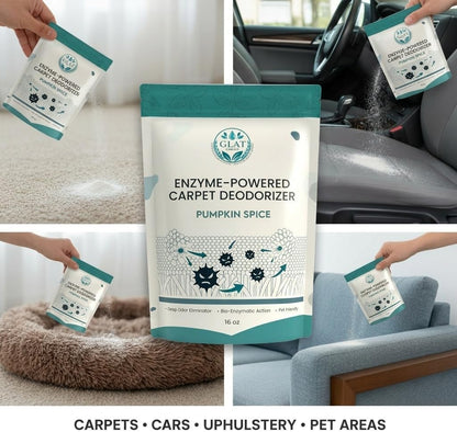 Enzyme-Powered Carpet Deodorizer (Powder) - Pumpkin Spice Scent | Natural Pet Odor Eliminator | Bio-Enzymatic Formula, Premium Performance, Eco Friendly | 16 oz