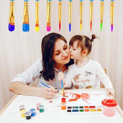 Acrylic Paint Brush Set, 1 Packs / 10 pcs Watercolor Brushes Painting Brush Nylon Hair Brushes for All Purpose Oil Watercolor Painting Artist Professional Kits.