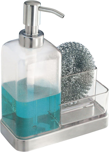 iDesign Forma BPA-Free Plastic Soap and Sponge Sink Organizer Caddy - 6" x 3.5" x 8.25", Clear/Matte Black
