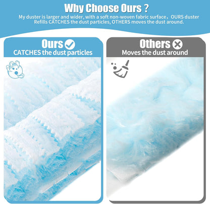 40 Count 360° Heavy Duty Duster Refills Compatible with Swiffer,Large Size-Extra Thick Disposable Electrostatic Duster Refill with 1 Retractable Handle(35-inch Length Fully expanded)