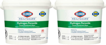 Clorox Healthcare Hydrogen Peroxide Cleaner Disinfectant Wipes, 12" x 11", Bucket, 185 Count (Package May Vary)
