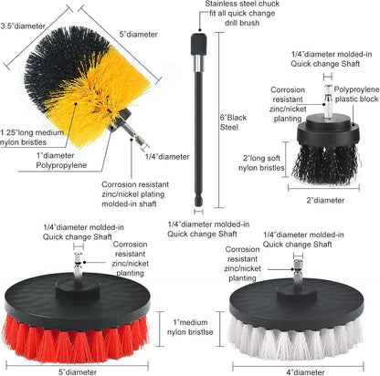 45 Piece Drill Brush Attachment Set, All Purpose Power Clean Scrubber Brush, Scrub Pads & Sponge with Extend Long Attachment for Bathroom, Kitchen,Grout,Tub,Tile,Corners, Auto