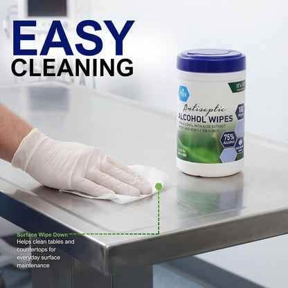 MED PRIDE Alcohol Based Disinfectant Wipes, 100 Pack, with Aloe Vera, Wipes with Alcohol for Cleaning, 5.5in X 7.8in
