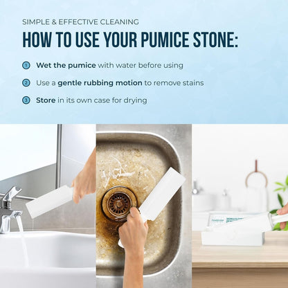 Powerstone Pumice Stone Toilet Bowl Cleaner with Handle (4-Pack) - A Solution for Hard Water Stains on Toilets, Grills, Tiles, Grout & Pools