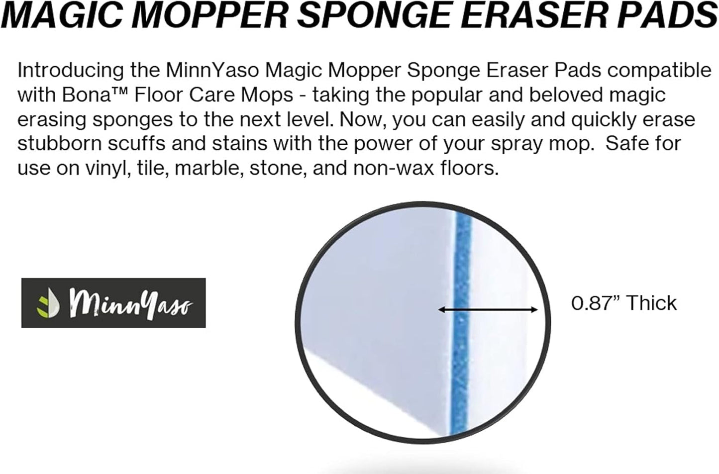 Magic Mopper Sponge Eraser Mop Pad | Compatible with Swiffer Wet Jet and 12" Wet Spray Mops | 12-inch Magic Sponge Eraser Mop Pad | 3 Pack