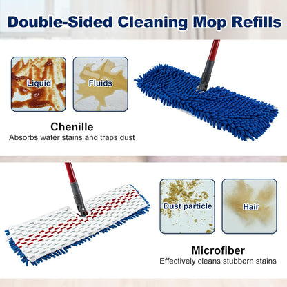 4 Pack Mop Heads Replacements Compatible with O-cedar Dual-Action Flip Mop,Microfiber&Chenille Mop Replace Head for Dry/Wet Use,Double-sided,Reusable and Washable Dust Mop Refills for Floor Cleaning