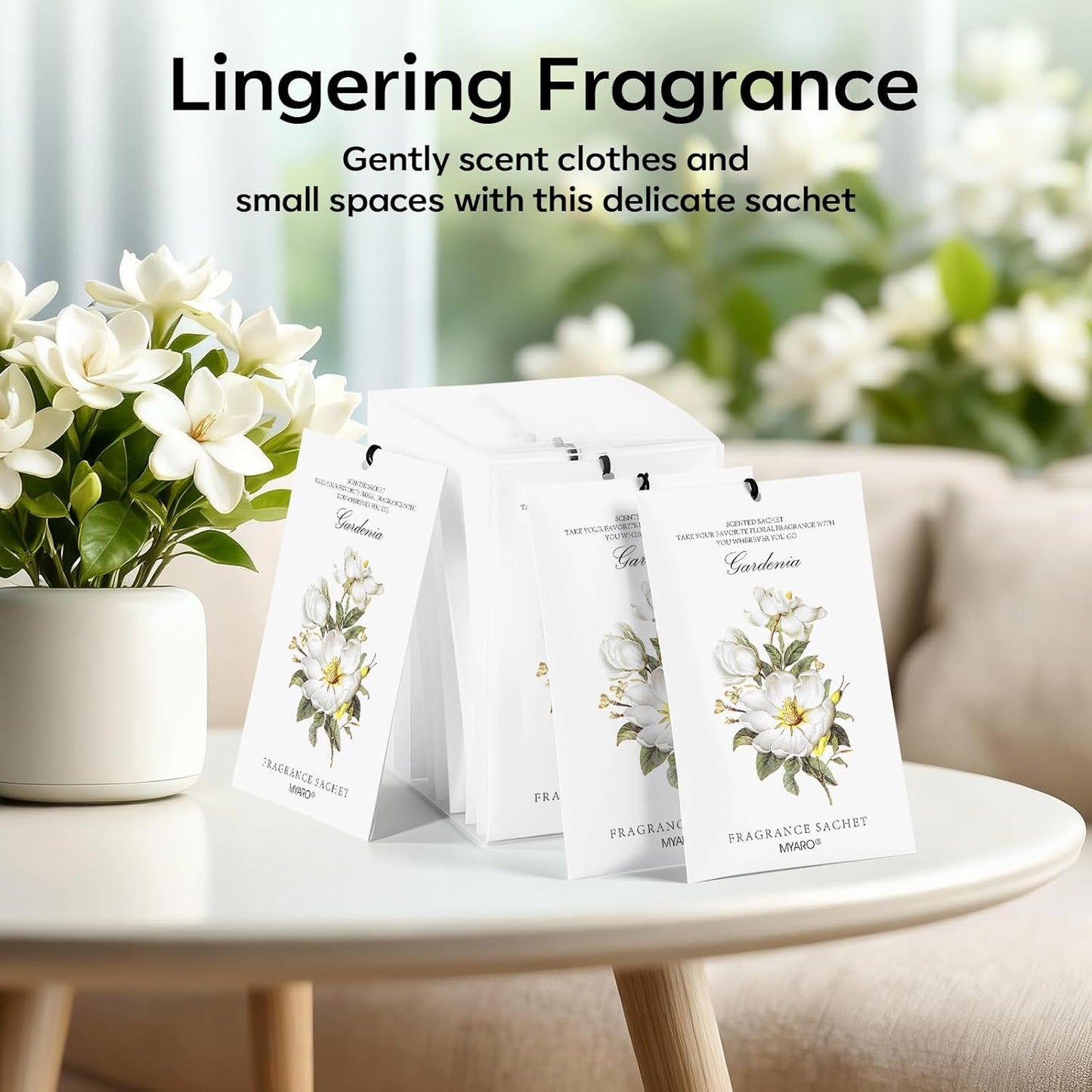 MYARO 12 Pack Fresh Linen Scented Sachets for Drawer, Closet & Car Air Freshener Bags | Odor Eliminator & Fabric Refresher | Crisp, Clean Home Fragrance Gift Set