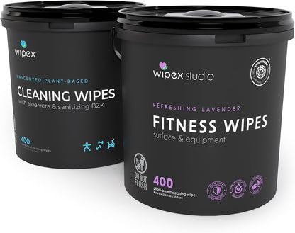 Wipex Gym Wipes Bucket Refill – EWG Verified, 400 Ct Plant-based Fitness Equipment Wipes, Lavender and Vinegar to Clean Surfaces, Safe Yoga Mat Cleaner, Gym Cleaner and Peloton