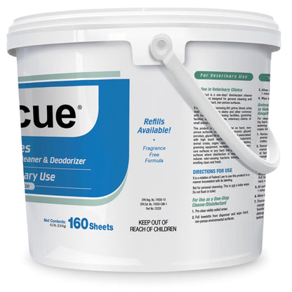 REScue One-Step Disinfectant Cleaner & Deodorizer Wipes for Vet Use – Cleaner for Kennels, Litter Boxes, Vet Offices, Pet Grooming Surfaces, Pet Items – Wipes Canister, 160-Count (Pack of 1)