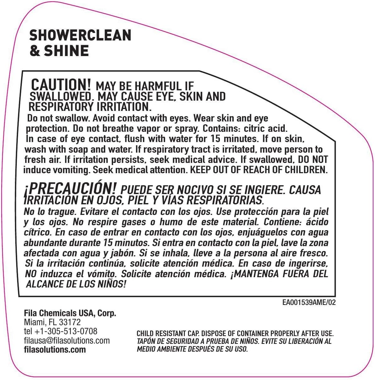 FILA Surface Care solutions, SHOWERCLEAN & SHINE FOAM, Bathroom Foam Cleaner, Removes Limescale, Soap Scum and Water Stains, Cleans and Deodorizes, Safe on Steel, Glass and Ceramic, 24 Oz