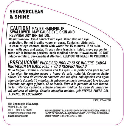 FILA Surface Care solutions, SHOWERCLEAN & SHINE FOAM, Bathroom Foam Cleaner, Removes Limescale, Soap Scum and Water Stains, Cleans and Deodorizes, Safe on Steel, Glass and Ceramic, 24 Oz