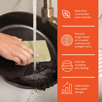 Full Circle Agave Leaf Scour Pads – Pack of 3 – Maximum Strength, Non-Scratch Dish Scrubber Made with Plant-Based & Recycled Materials, Safe for Nonstick
