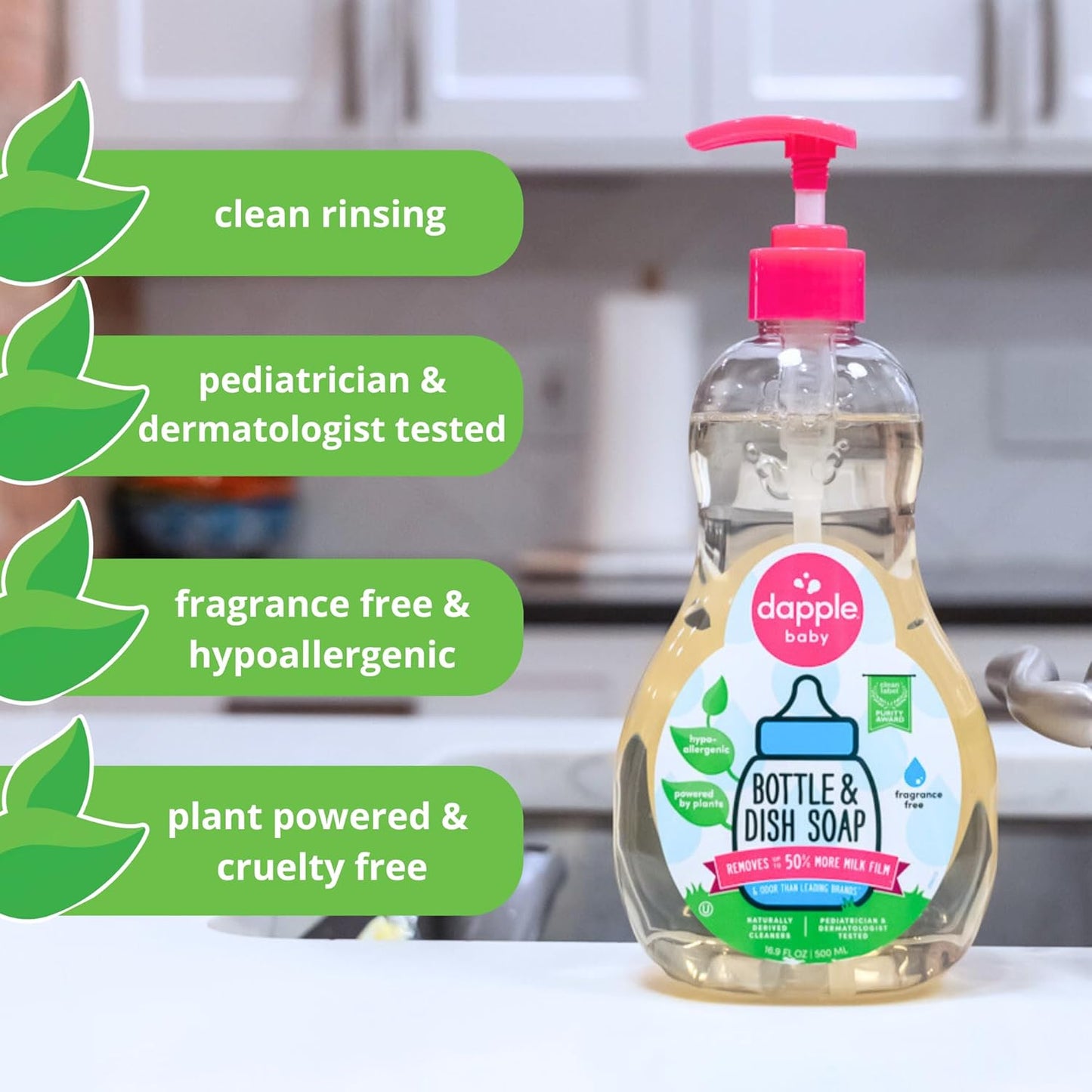 Dapple Baby Bottle & Dish Soap, Fresh Citrus, Plant Powered, Hypoallergenic, Baby Bottle and Dish Liquid, 16.9 fl oz, 1 Count