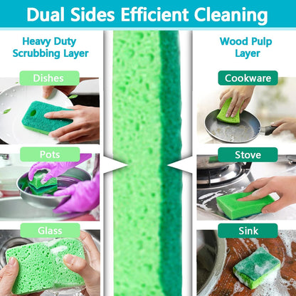 Kitchen Cleaning Sponges, 6 Pack Heavy Duty Scrub Sponges Cleans Fast Non-Scratch Sponge for Washing Dishes and Cleaning Kitchen (Black)