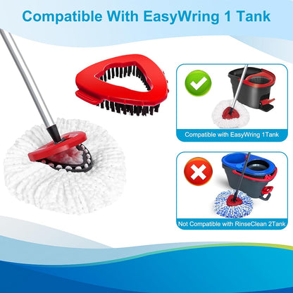 O-Cedar Spin Mop Head, Base Replacement for EasyWring 1 Tank System, 6 Microfiber Mop Refills, 1 Base and 1 Scrub Brush Set Combo, White