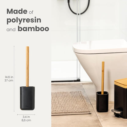 Vigar Zense Toilet Brush and Holder Set, Toilet Bowl Brush with Polyresin Stone Holder, Bathroom Sets for Bathroom Decor and Accessories, Terrazzo