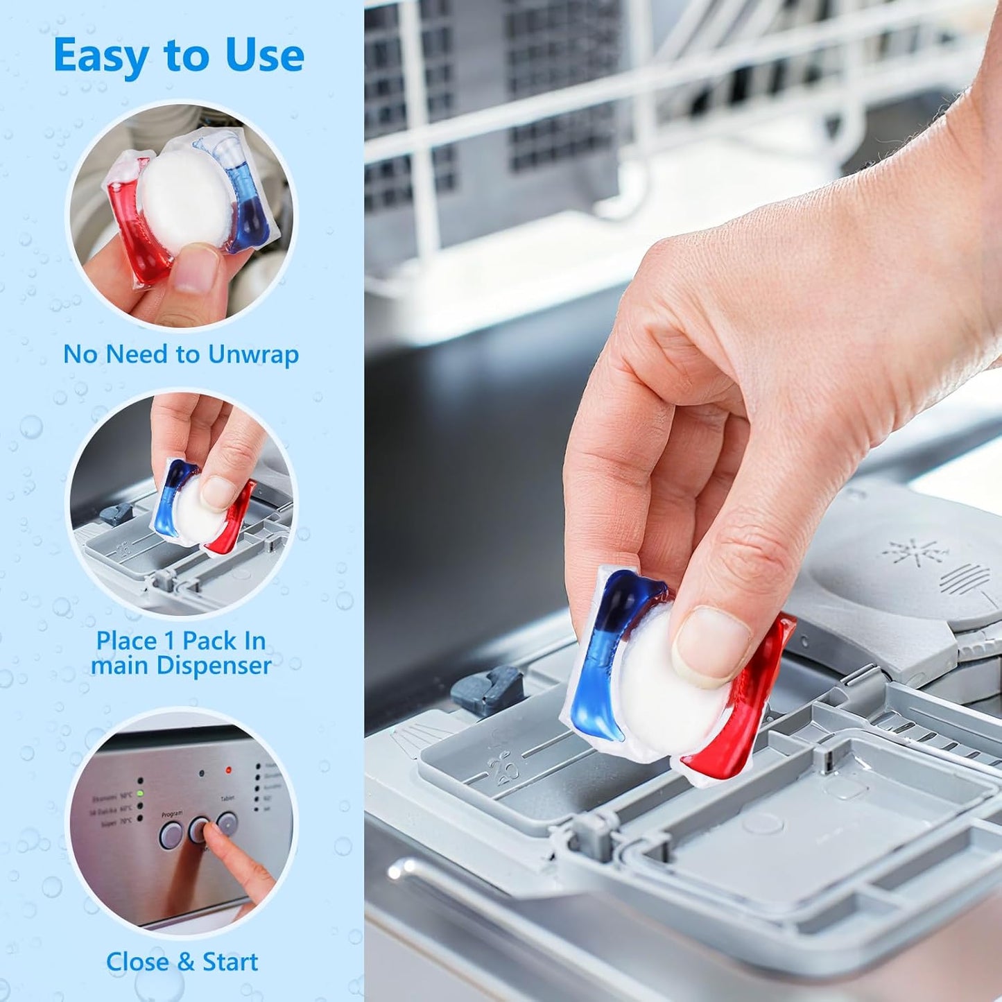 200 Count Dishwasher Pods, No Pre-Rinse Dishwasher Detergent Soap On Stain and Grease, Leaving a Virtually Spotless Shine,Dishwasher Detergent for Deep Cleaning