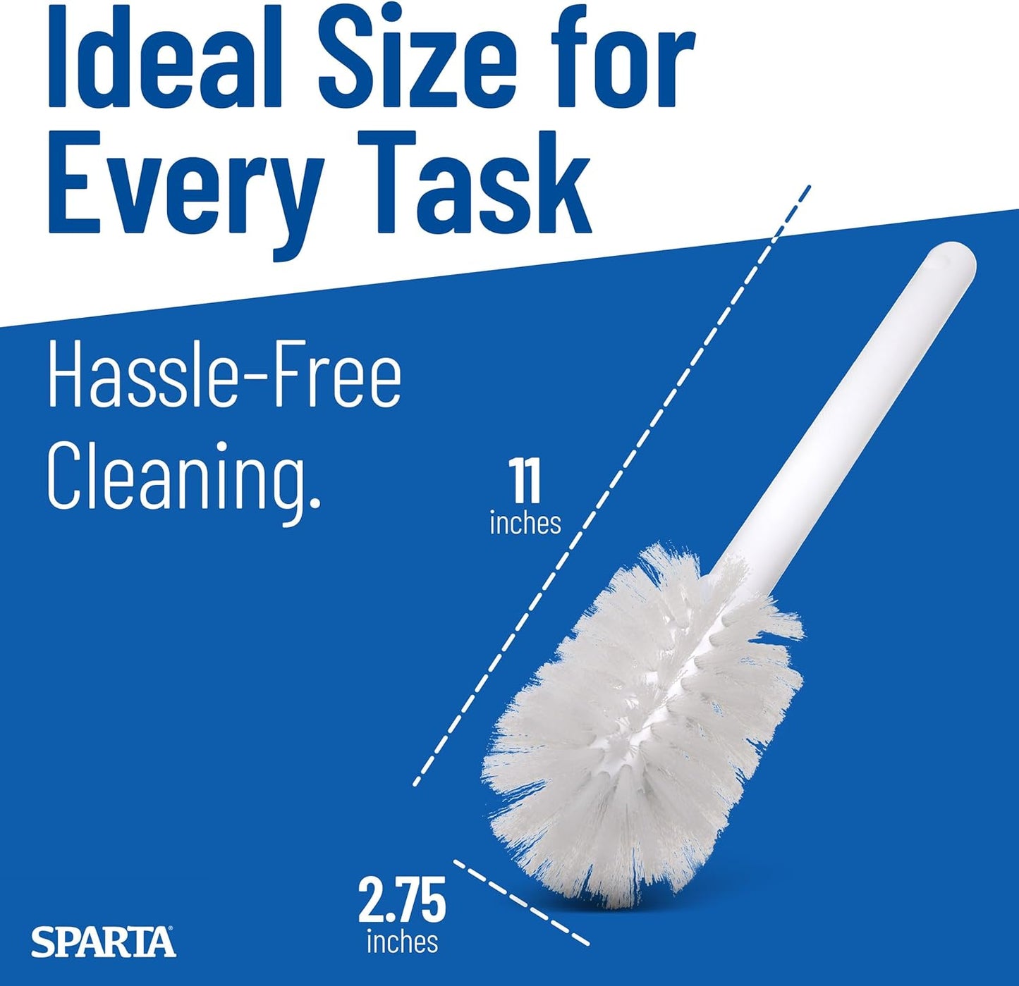 SPARTA Large Water Bottle Brush Ideal for Wide-Mouth Jars, Bottles and Tumblers, Dishwashing Tool with Handle for Home and Commercial Kitchens, Plastic, 12 Inches, White
