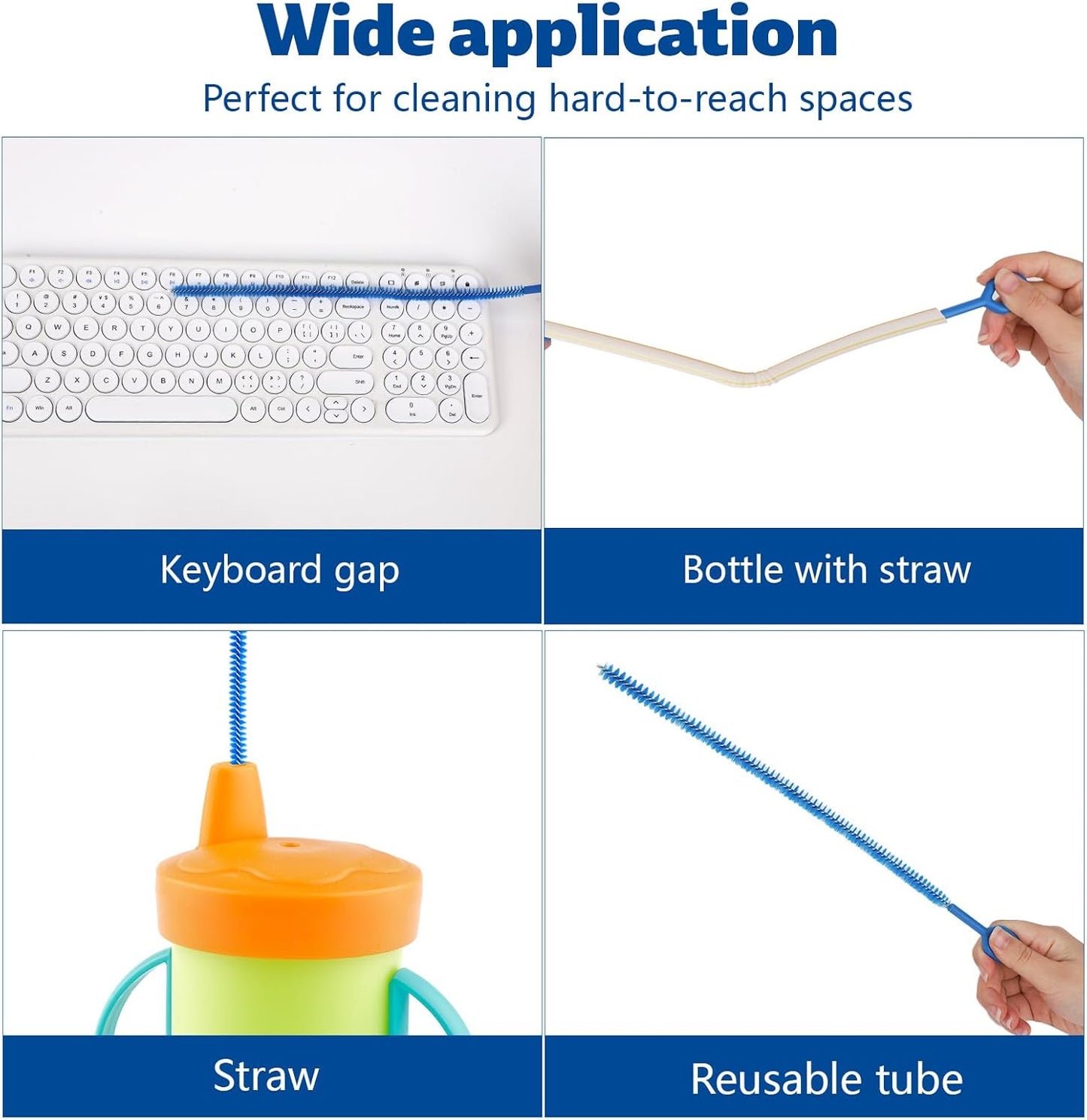 4pcs Straw Cleaner Brushes for Stanley, 12.4in Extra Long Full Bristles Replacement Coverage Reusable Straw Brush Cleaning Accessories for Water Bottles Glass Pipe Sippy Cup(0.31in+0.39in+0.47in)