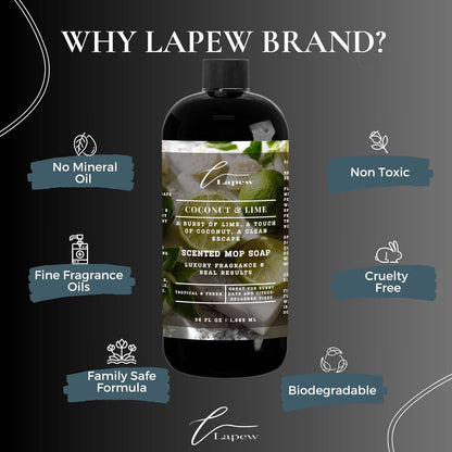 Lapew Black Sea Scented Cleaning Bundle | Carpet Deodorizer Powder (16 oz) & Mop Soap Concentrate (36 oz) | Pet-Friendly Odor Eliminator - Colors A