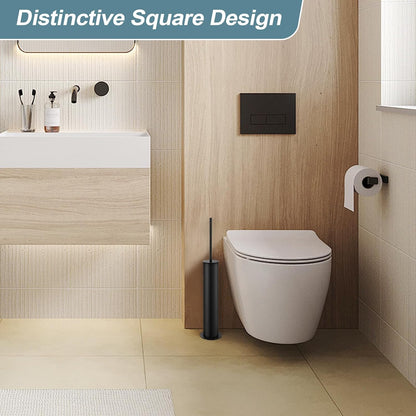 BGL Toilet Brush and Holder Set, Heavy Duty 304 Stainless Steel, Round Base and Long Handle for Bathroom Deep Cleaning, Drip-Proof, Space Saving for Storag, Polished Gold