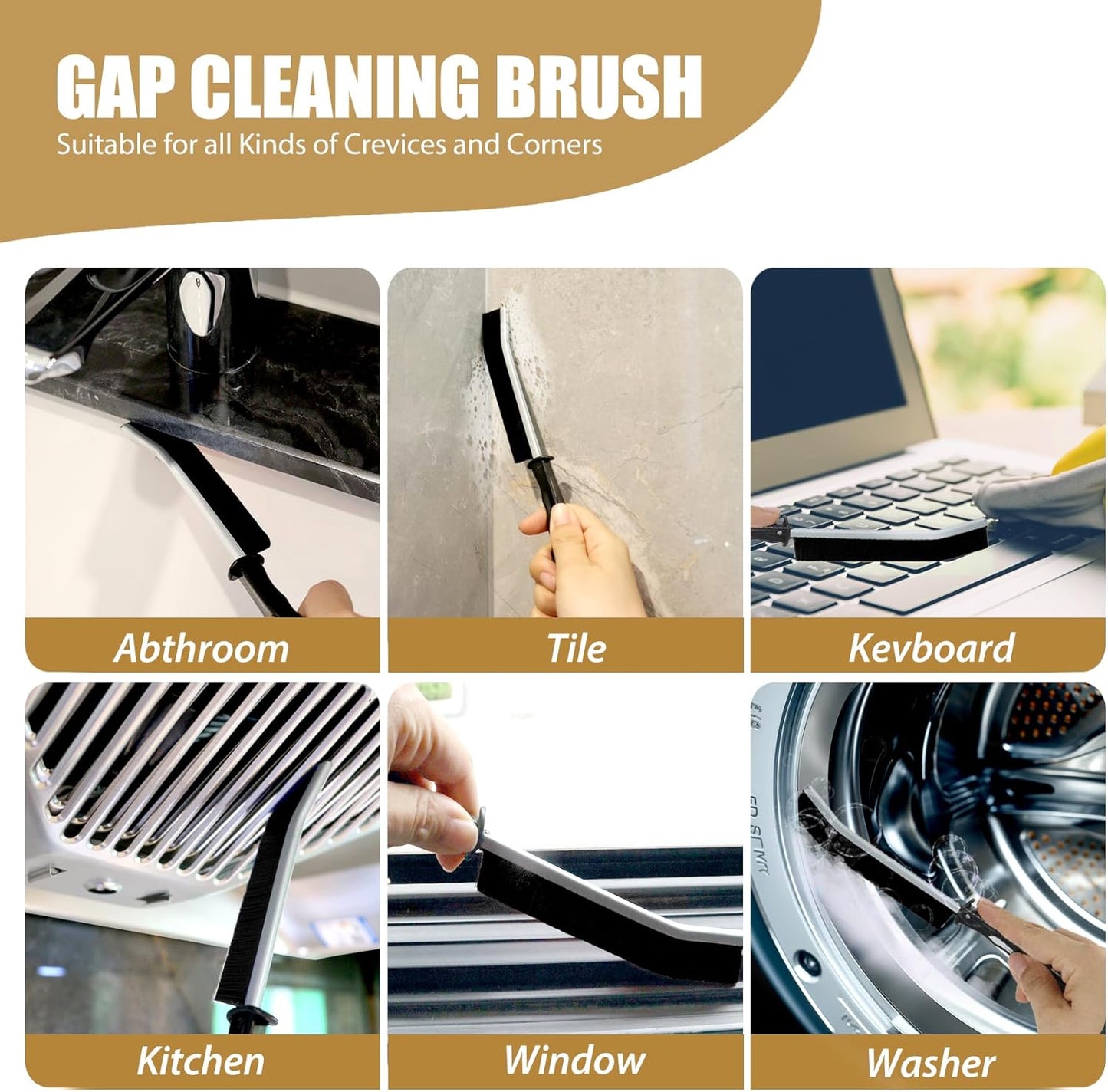 Household Gap Cleaning Brush Set, Grout Cleaner Brush, Hard Bristle Crevice Cleaning Tool, Deep Cleaning of Kitchens and Bathrooms' inaccessible Corners and Recesses （15Pcs）