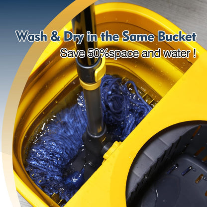 Yocada Commercial Mop Bucket with Wringer Portable Collapsible Plastic Mop Bucket Cleaning Washing Bucket for Cotton Mop
