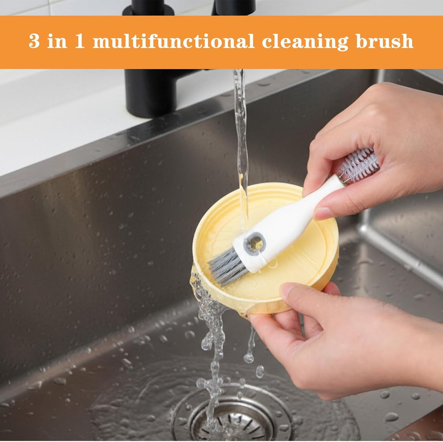 2 Pcs Multifunctional Cup Lid Cleaning Brush and Straw Cleaner Brush Set - 2-in-1 Cup Lid Cleaner with Bristles for Deep Cleaning Bottle Lids, Straws, Spouts and Narrow Gaps Lids Cleaning Brush Tool