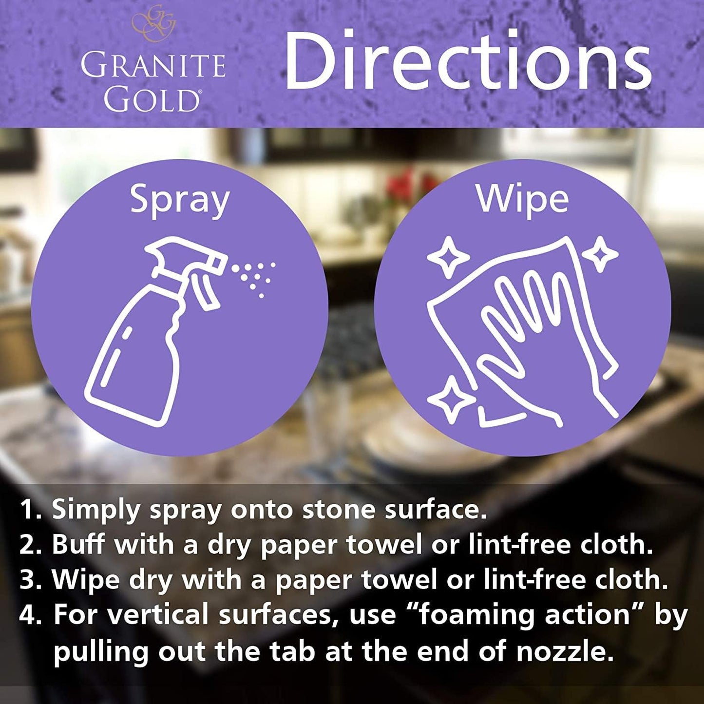 Granite Gold Clean and Shine Spray-Streak-Free Deep Cleaning & Polishing of Granite, Marble, Quartz, 24 Fl Oz (Pack of 1)