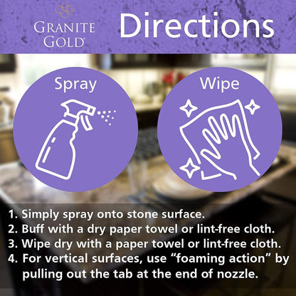 Granite Gold Clean and Shine Spray-Streak-Free Deep Cleaning & Polishing of Granite, Marble, Quartz, 24 Fl Oz (Pack of 1)