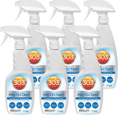 303 Products (30308CSR) UV Protectant Spray for Vinyl, Plastic, Rubber, Fiberglass, Leather & More – Dust and Dirt Repellant - Non-Toxic, Matte Finish, 16 Fl. oz., White