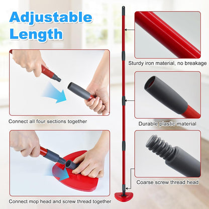 Mop Handle for Ocedar, Spin Mop Handle for O Cedar, 4-Section 30" to 58" Extendable Mop Handle Replacement for Ocedar, Mop Stick and Base for Ocedar Floor Cleaning, American Threaded Joint