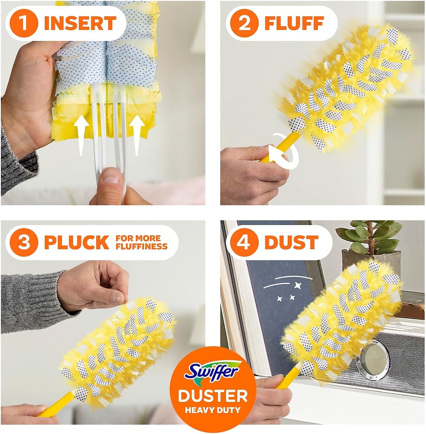 Swiffer 21620BX 360 Dusters Refill, Dust Lock Fiber, Yellow, 6/Box