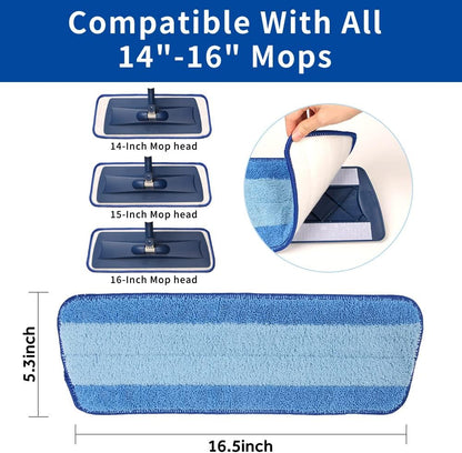 16.5 inch Mop Pads Refills, 3 Pack Microfiber Reusable Replacement Mop Pads Flat Replacements Heads for Wet Or Dry Floor Cleaning and Scrubbing, Grey Tassel Cloth