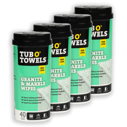 Tub O Towels Granite, Tile, and Marble Cleaning Wipes - Clean, Polish, and Seal, 40-7” x 8” Wipes Per Tub, 2-Pack, white (TW40-GR-2)