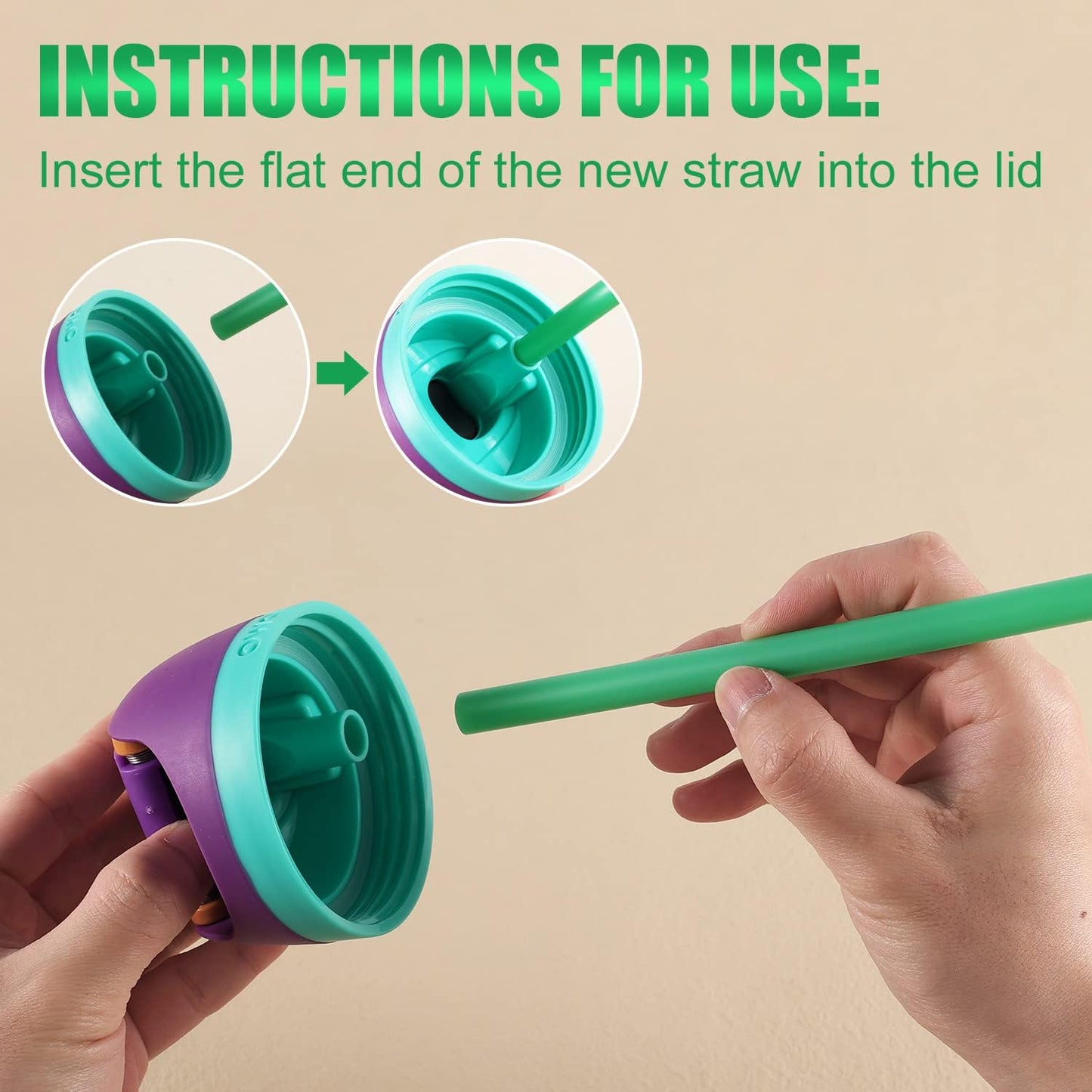 6pcs Replacement Straws for Owala Freesip 24/32oz, Reusable Plastic Straws with Cleaning Brush Tumbler Accessories Parts for Owala Flip 24/32oz Stainless Steel Insulated Water Bottle