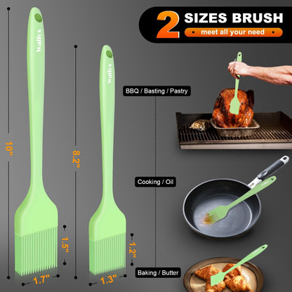 Walfos Silicone Basting Pastry Brush, Heat Resistant Pastry Brush Set, Strong Steel Core and One-Pieces Design, Perfect for BBQ Grill Baking Kitchen Cooking, BPA Free and Dishwasher Safe, 2 Pcs (Blue)