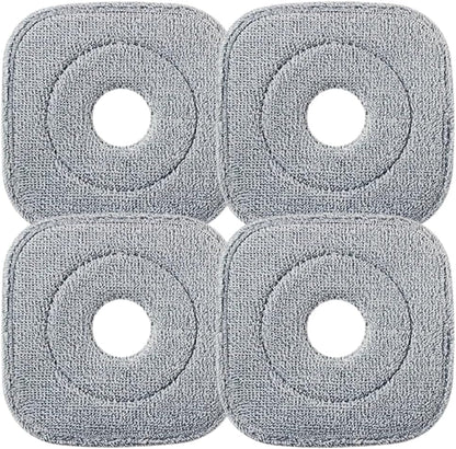4PC Pads for KZKR Spin Mop and Bucket Set with Self Separation Dirty and Clean Water System, Self Wringing Rotating Square Mop-Head for Hardwood Tile Marble Floors