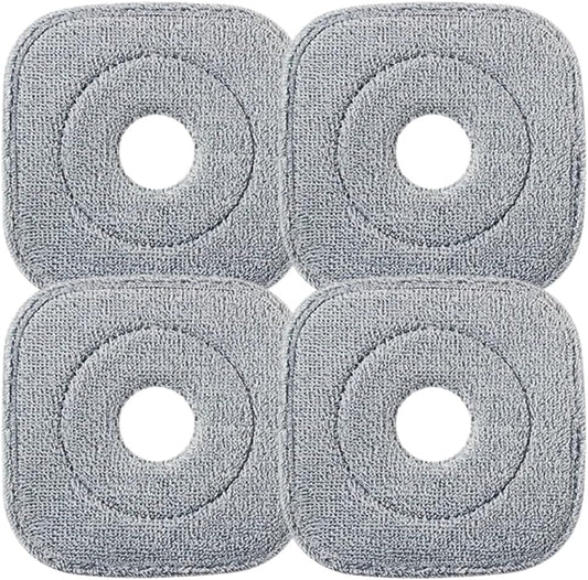 4PC Pads for KZKR Spin Mop and Bucket Set with Self Separation Dirty and Clean Water System, Self Wringing Rotating Square Mop-Head for Hardwood Tile Marble Floors