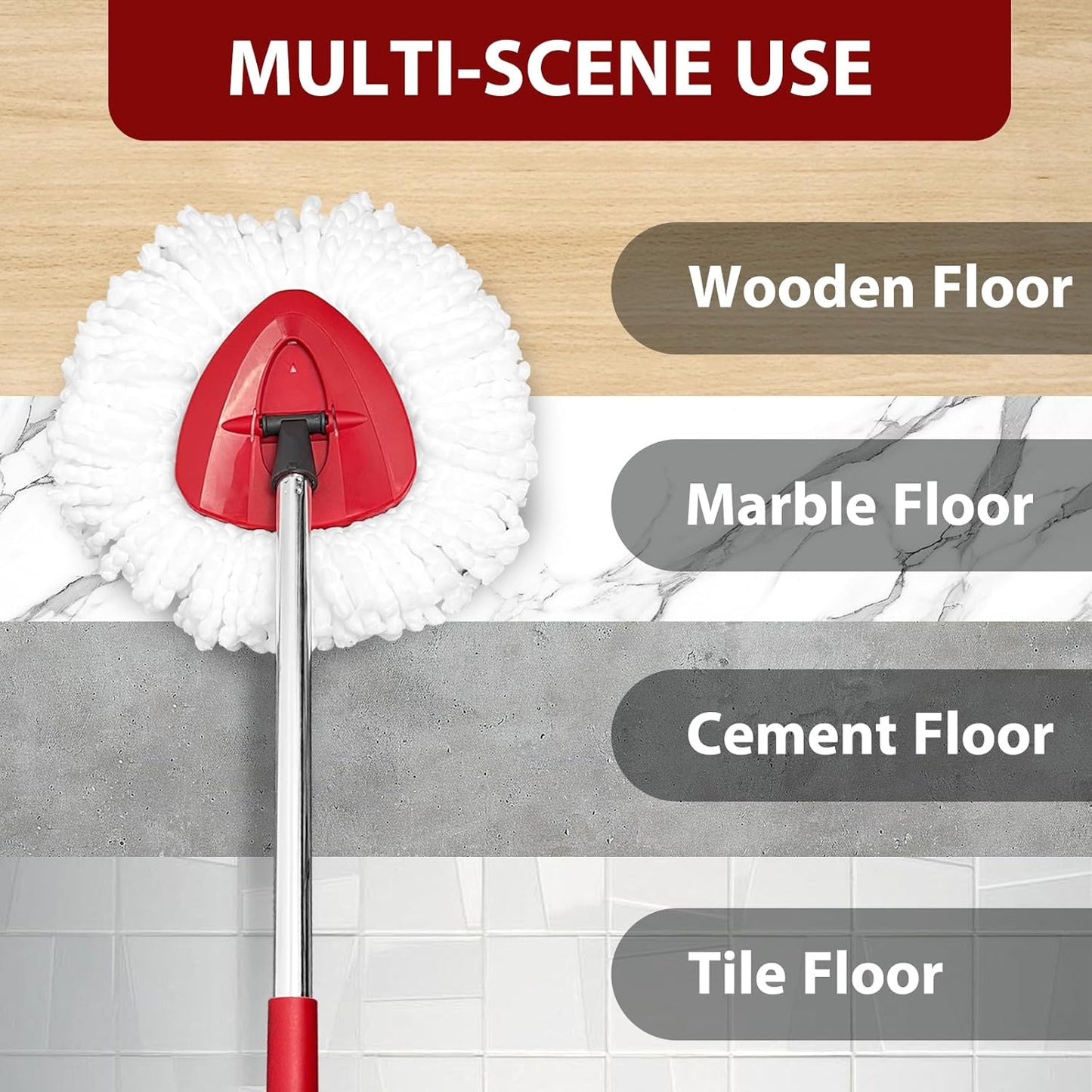 Mop Replace Head, 3 Pack Spin Mop Replacement Head Easywring 1-Tank System, Easy Cleaning, Microfiber, Machine Washable