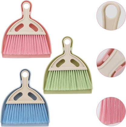 Mini Dustpan and Brush Set Portable Small Broom with Dust Pan Handheld Hangable Whisk Broom and Dust Pan for Home, Kitchen, Table, Office, Car 1 Pcs (Green)